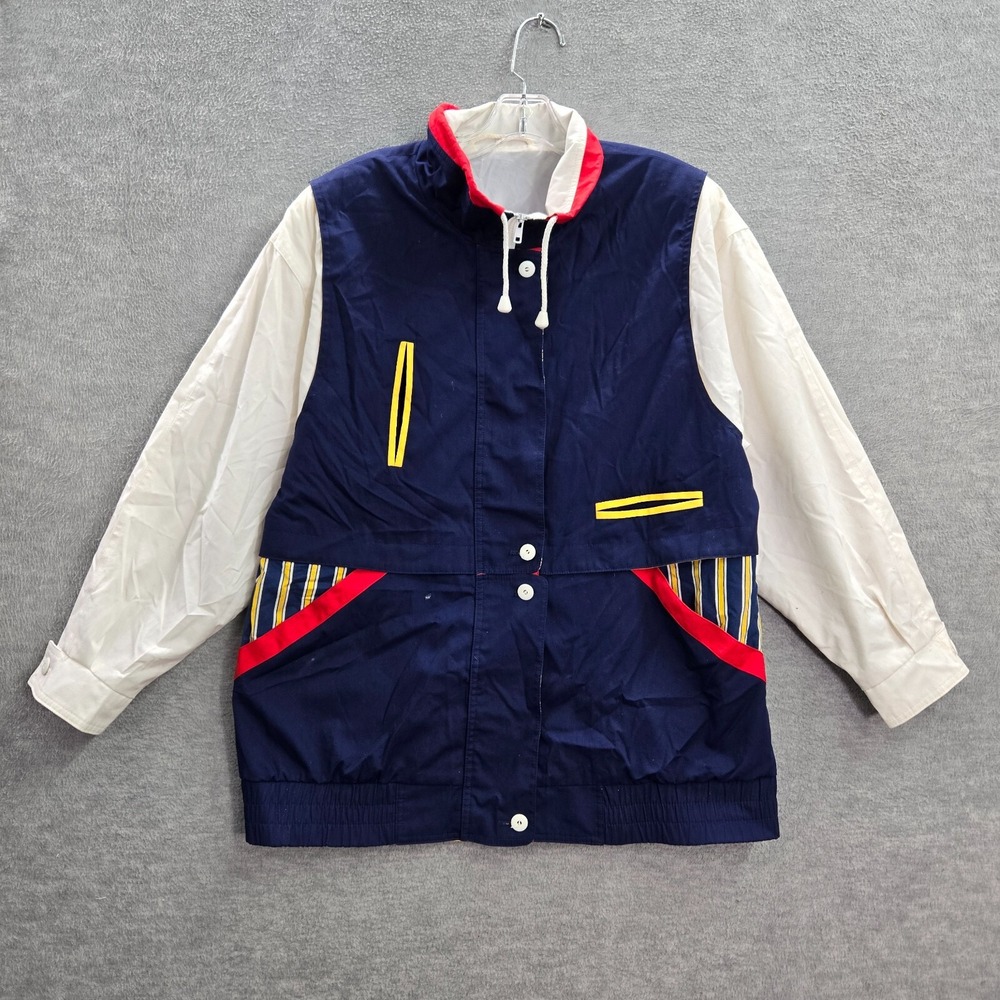 VINTAGE Braefair Sport Women Jacket M Blue Pockets Full Zip 80s READ